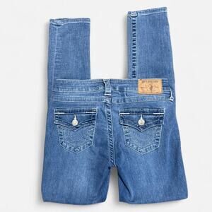 True Religion Light Blue Washed Mid-Rise Super Skinny Jeans w Silver Hardware 26